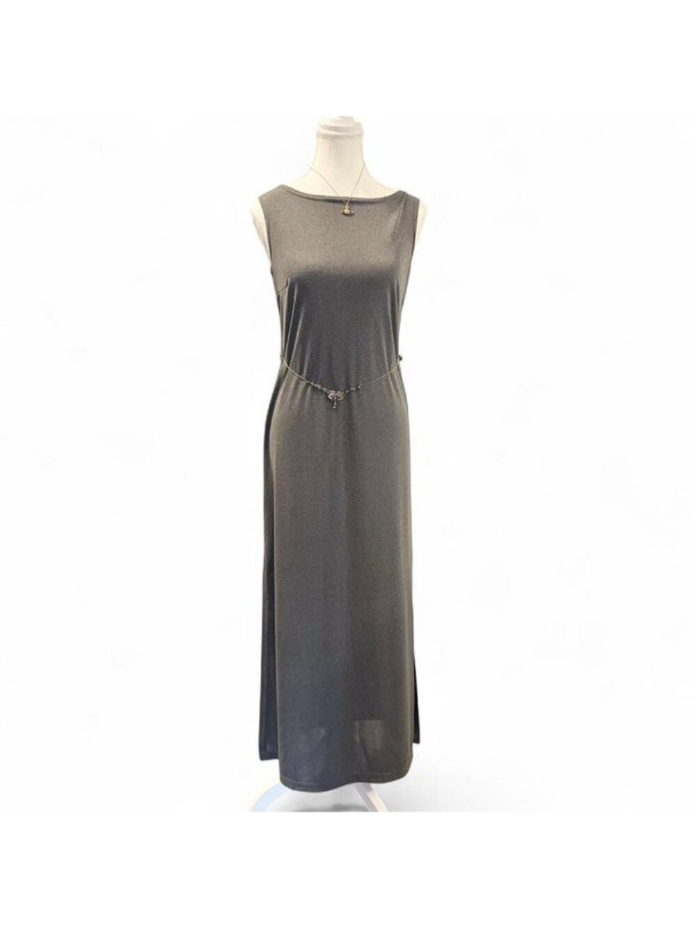 Minimalist 90s Feminine Grey maxi slit dress •Does...